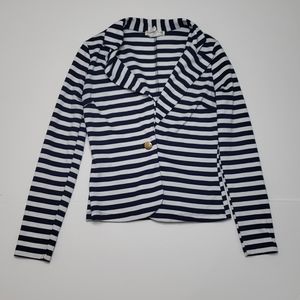 Womens Agaci White, Blue Gold Button Cardigan S